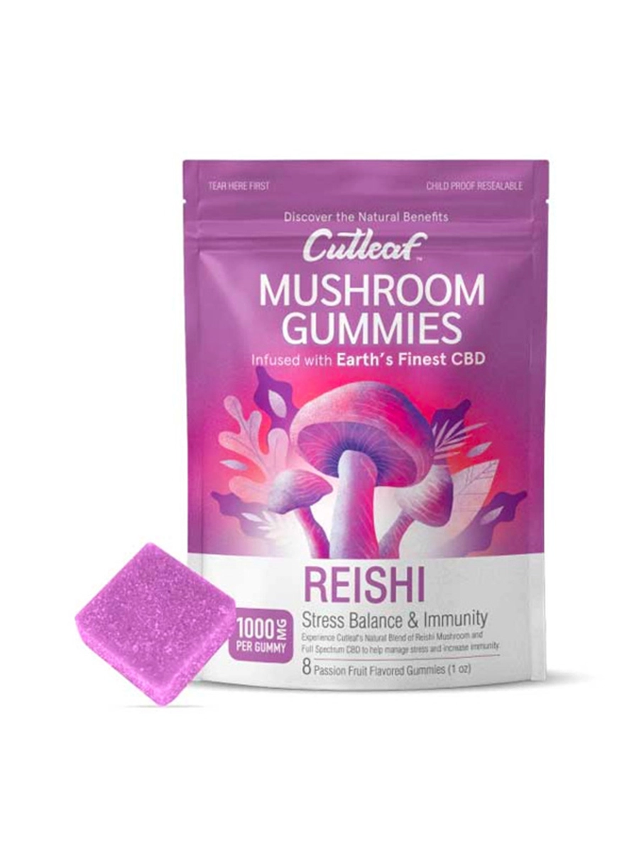 Reishi Passion Fruit Cutleaf Mushroom CBD Gummies 1000mg
