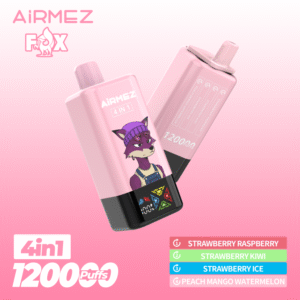 Airmez vape - Fox 4in1 120000puffs Disposable Vape Strawberry Raspberry & Strawberry Kiwi & Strawberry Ice & Peach Mango Watermelon
