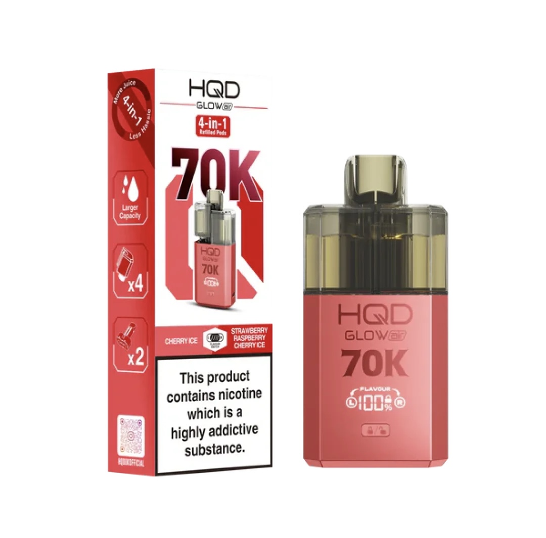 CHERRY ICE / STRAWBERRY RASPBERRY CHERRY ICE HQD GLOW AIR 70K PUFFS PREFILLED POD KIT